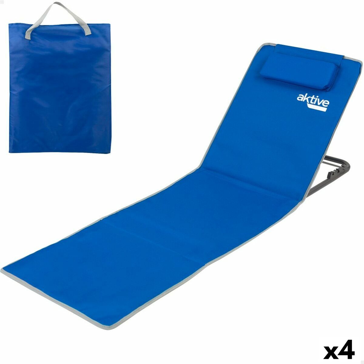 Matte Aktive Neigbar 147 x 55 x 48 cm PVC 600D Blau Stahl Schwamm (4 Stück)